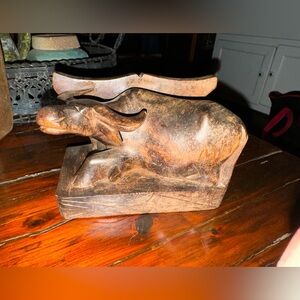 Hand-carved Wooden Water Buffalo Sculpture